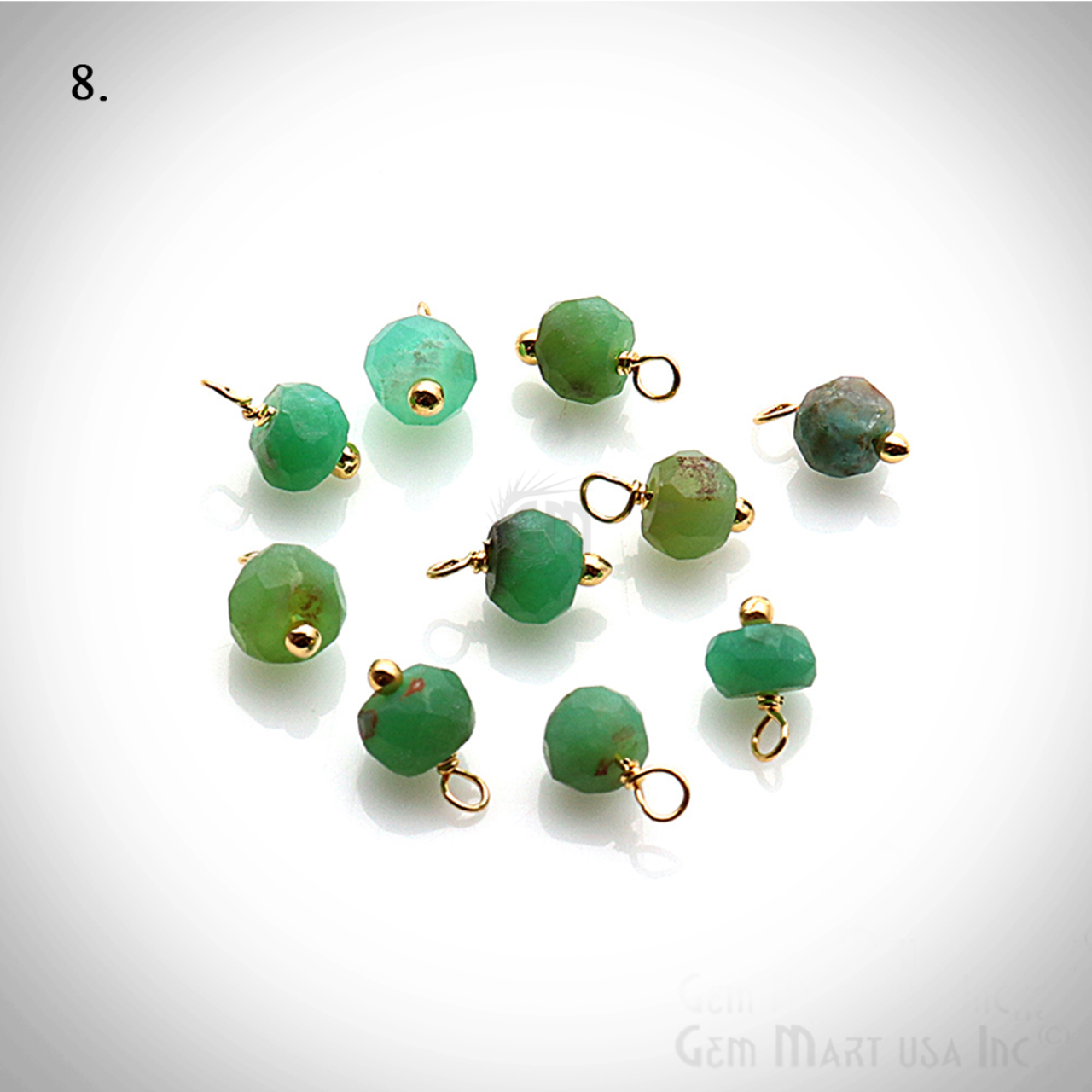 Raw Gemstone Charms, Round 6x4mm Natural Connector, Gold Plated Wire Wrapped, DIY Jewelry, 10pc Lot, GemMartUSA (50150)